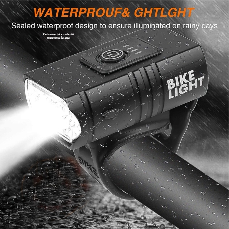 FL Lanternă frontală pentru bicicletă mini cu două capete T6, LED, impermeabil, pentru plimbări nocturne în aer liber.
