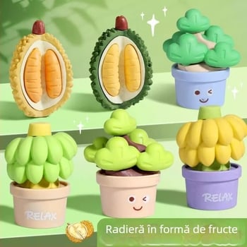 Radieră fructe 3D cu durian și banană – desen animat pentru copii, PVC, model 5485
