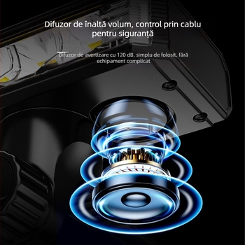 Far frontal solar pentru bicicletă, horn puternic pentru avertizare la plimbări în aer liber pe timp de noapte (încărcare USB-C, baterie 4000mAh, montaj prin suspensie)