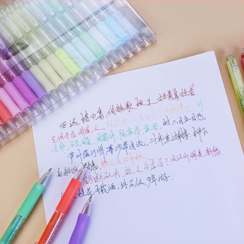 Set pixuri gel șterse — Închidere prin apăsare, Vârf de tip bilă, Nib din oțel inoxidabil, Ambalare într-o cutie