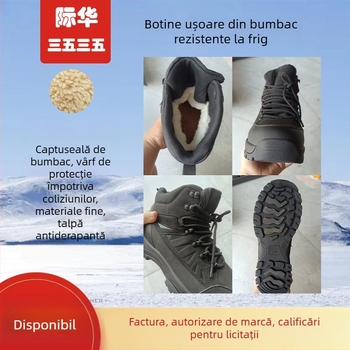 Jihua 3535 Bocanci de drumeție – Înălți, căptușiți cu lână, partea superioară din piele sintetică, talpă Phylon, talpă din cauciuc natural