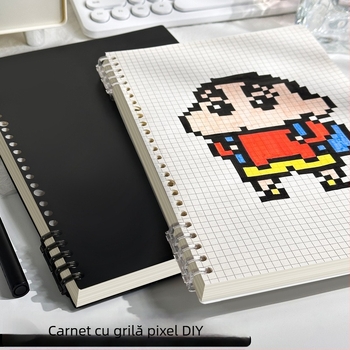 Caiet de desen pixeli (Legare binder, Copertă PP, Hârtie offset dublu, Greutate hârtiei 80 g, 60 de foi)