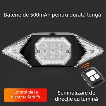 Lumină spate pentru bicicletă, semnal de virare, telecomandă fără fir, reîncărcabilă pentru biciclete de munte