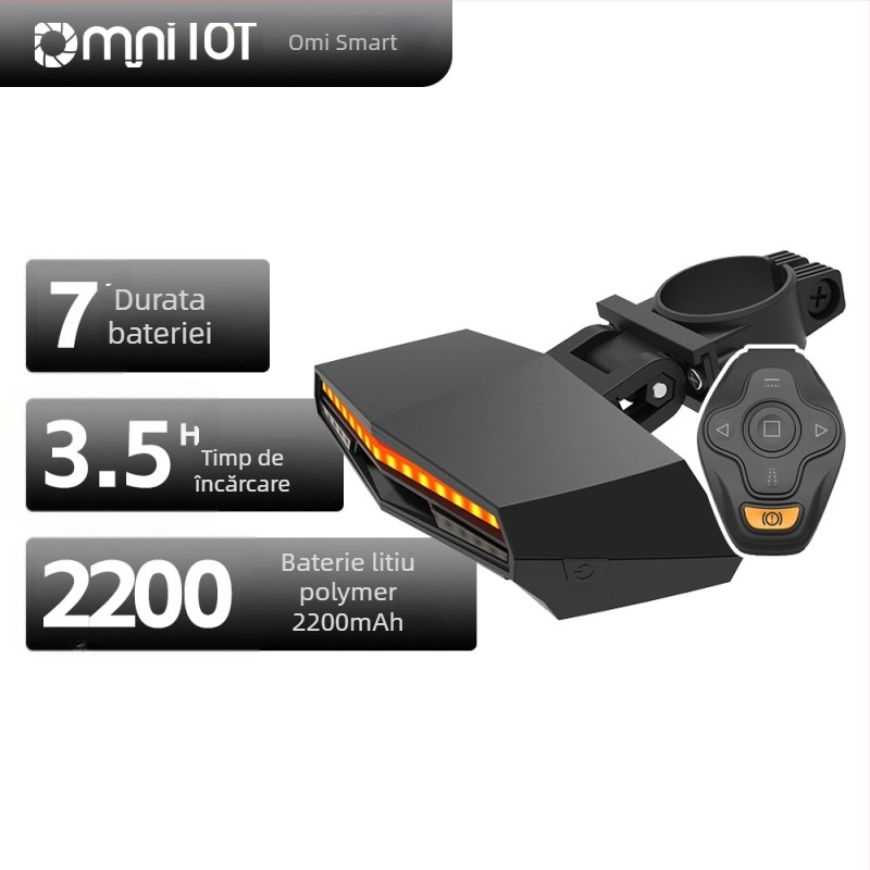 Lumină LED pentru bicicletă cu telecomandă inteligentă, încărcare USB, impermeabilă, pentru plimbări nocturne în aer liber pe bicicletă de munte