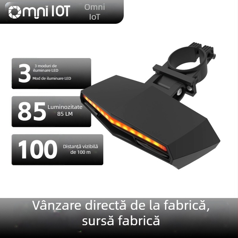 Lumină LED pentru bicicletă cu telecomandă inteligentă, încărcare USB, impermeabilă, pentru plimbări nocturne în aer liber pe bicicletă de munte