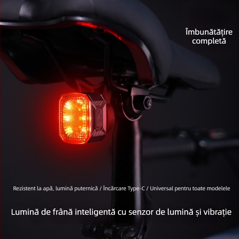Lumină inteligentă de frână pentru bicicletă cu senzor de vibrații, pentru bicicletă de drum, bază dublă de montaj, avertizare pentru plimbări nocturne — Brand BL, personalizare disponibilă