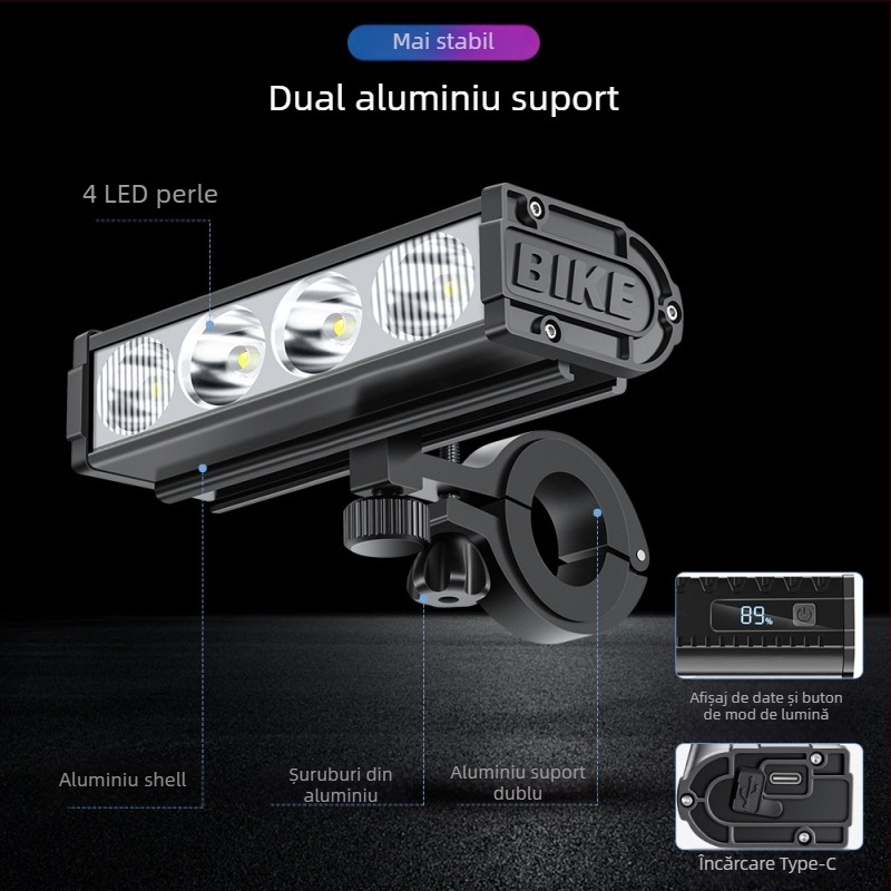 NEWBOLER Lampa frontală pentru bicicletă – Ultra-luminoasă pentru ciclism nocturn pe biciclete de drum