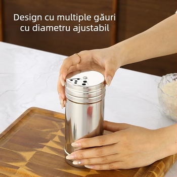 Recipient rotativ pentru condimente în bucătărie, container pentru condimente solide, dozator sare și condimente, design modern minimalist, calitate premium