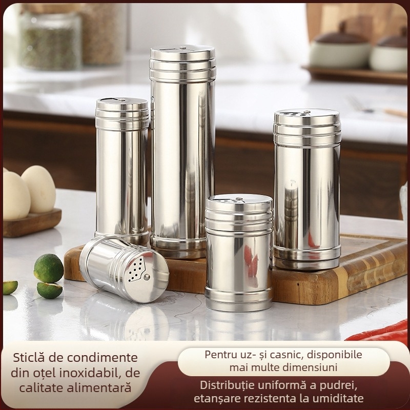 Recipient rotativ pentru condimente în bucătărie, container pentru condimente solide, dozator sare și condimente, design modern minimalist, calitate premium