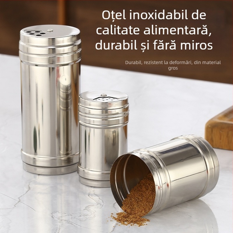 Recipient rotativ pentru condimente în bucătărie, container pentru condimente solide, dozator sare și condimente, design modern minimalist, calitate premium