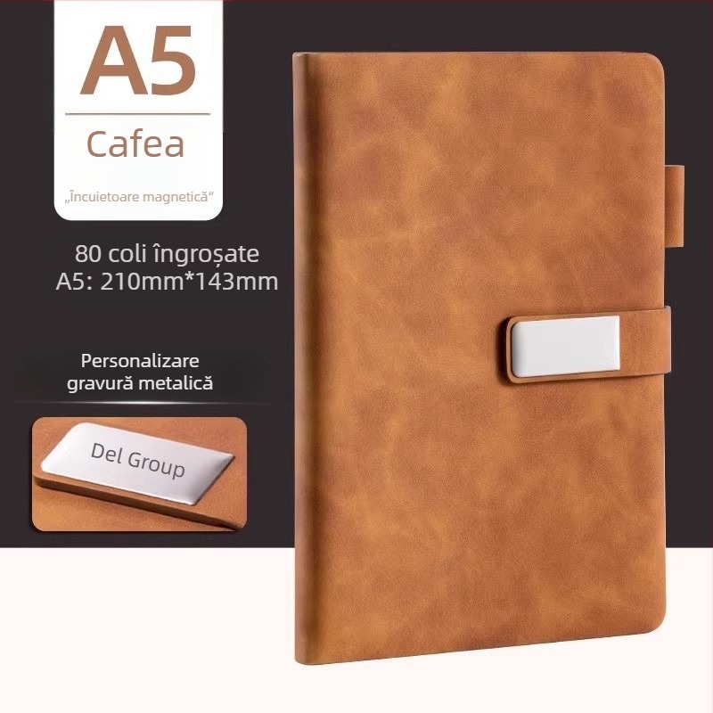 Deli jurnal de afaceri personalizabil cu cataramă, husă PU groasă, 80 de pagini, legare fără sârmă, hârtie crem 70 g/m²