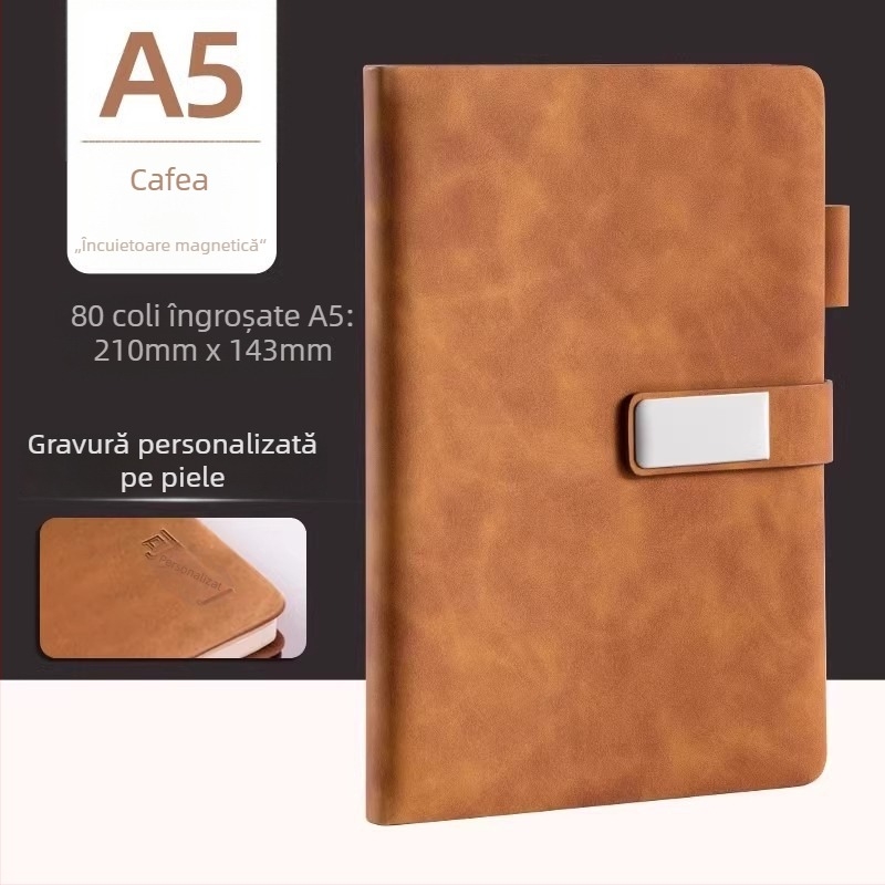 Deli jurnal de afaceri personalizabil cu cataramă, husă PU groasă, 80 de pagini, legare fără sârmă, hârtie crem 70 g/m²