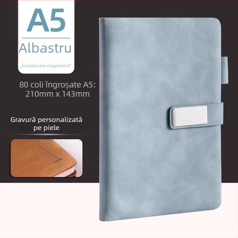 Deli jurnal de afaceri personalizabil cu cataramă, husă PU groasă, 80 de pagini, legare fără sârmă, hârtie crem 70 g/m²