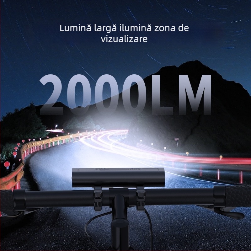 HC6 lampa frontală pentru bicicletă, NATFIRE, reîncărcabilă, luminozitate mare, pentru plimbări nocturne