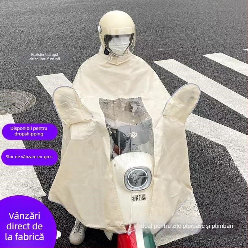Poncho de ploaie pentru vehicul electric (țineșură Oxford; strat impermeabil cu adeziv PVC; pentru adulți; reutilizabil)
