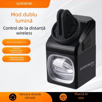 Divine Fire lanternă frontală pentru bicicletă — aliaj de aluminiu, telecomandă fără fir, fascicul dual distant și apropiat