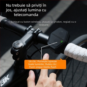 Divine Fire lanternă frontală pentru bicicletă — aliaj de aluminiu, telecomandă fără fir, fascicul dual distant și apropiat