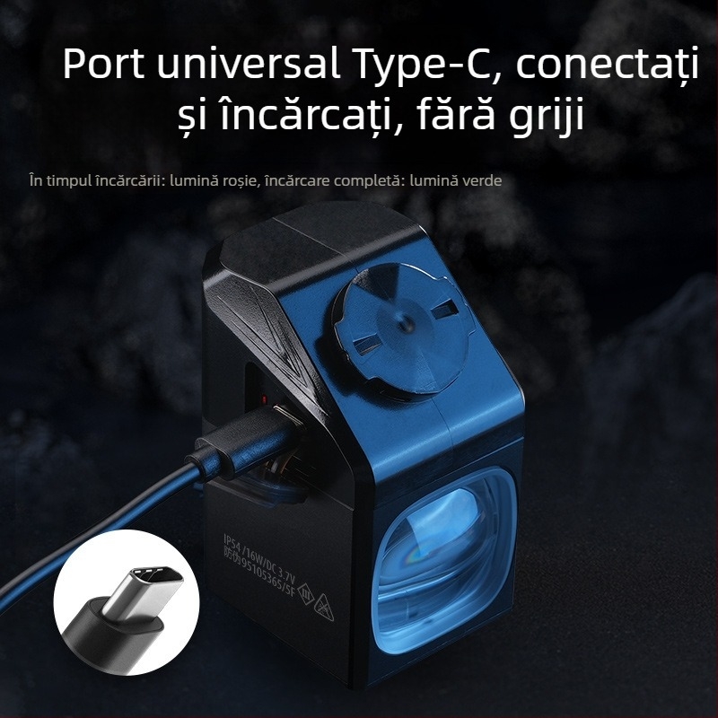 Divine Fire lanternă frontală pentru bicicletă — aliaj de aluminiu, telecomandă fără fir, fascicul dual distant și apropiat