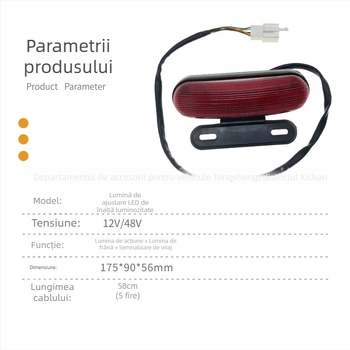 Ansamblu de far LED pentru vehicule electrice 12V/48V – 3-in-1: lumina de mers, semnalizare și lumina de frână, ABS plastic