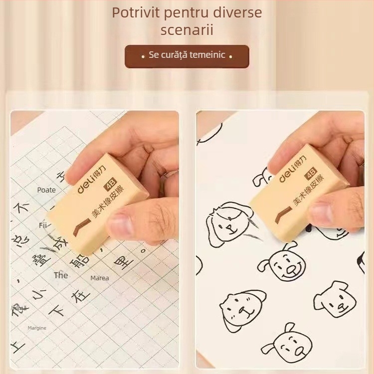 Radieră Deli 7535/7534, dreptunghiulară, din cauciuc/plastic, pentru artă și școală