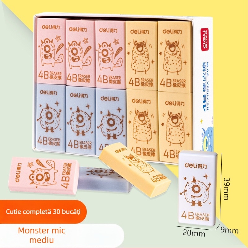 Radieră Deli 7535/7534, dreptunghiulară, din cauciuc/plastic, pentru artă și școală