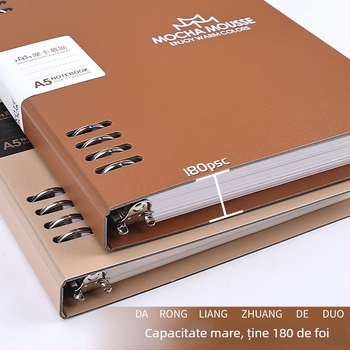 Notebook cu foi detașabile, inel detașabil și legare spirală, găuri 20/26, foi de hârtie