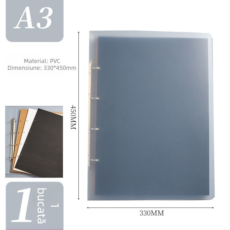 CENS dosar A3 cu foi detașabile, 15 pagini, opțiune 4 sau 2 găuri, material PP și hârtie kraft, imprimare logo, personalizare