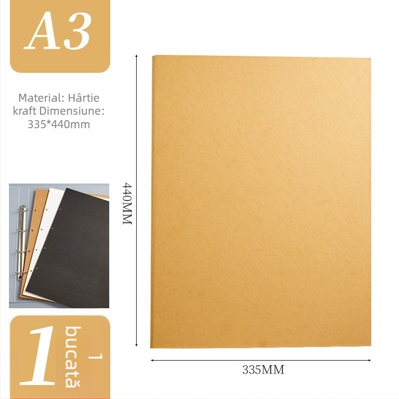 CENS dosar A3 cu foi detașabile, 15 pagini, opțiune 4 sau 2 găuri, material PP și hârtie kraft, imprimare logo, personalizare