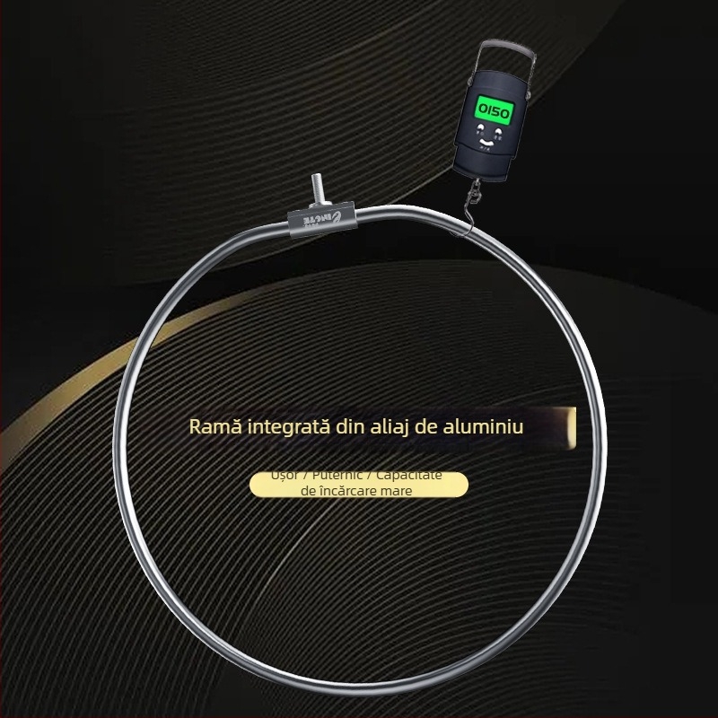 Cap de plasă de pescuit din aliaj de aluminiu, diametrul gurii plasei 35 mm, adâncimea plasei 26 cm, plasă cu ochi fini, nu se contractă