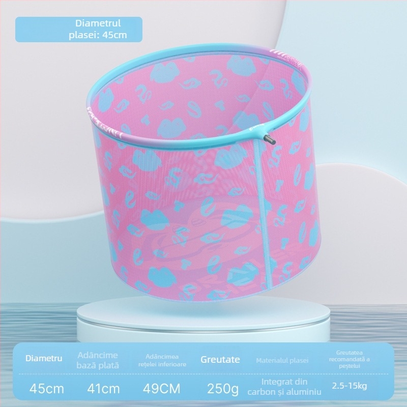 Cap de plasă de pescuit din aliaj de aluminiu, diametrul gurii plasei 35 mm, adâncimea plasei 26 cm, plasă cu ochi fini, nu se contractă