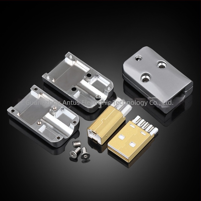 Conector USB AT-U003 cu carcasă metalică pătrată pentru decodare DAC – cablu de date audio DIY