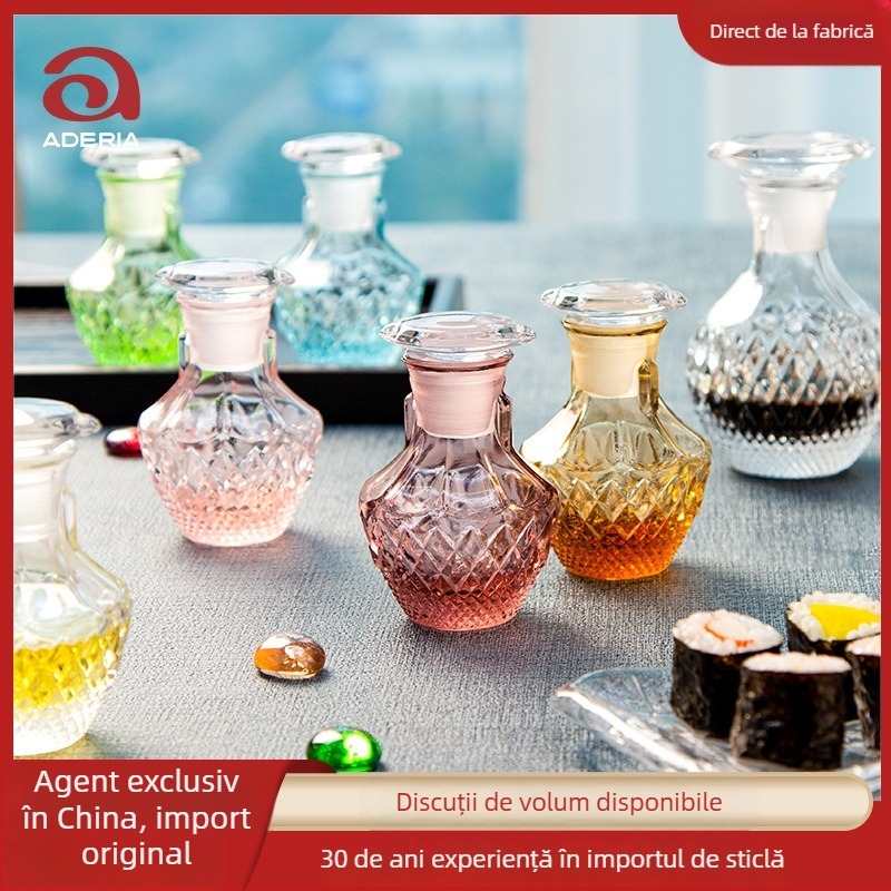 Aderia Sticlă cristalină pentru ulei și oțet – sticlă pentru condimente lichide, cadou pentru târguri și cadouri corporative