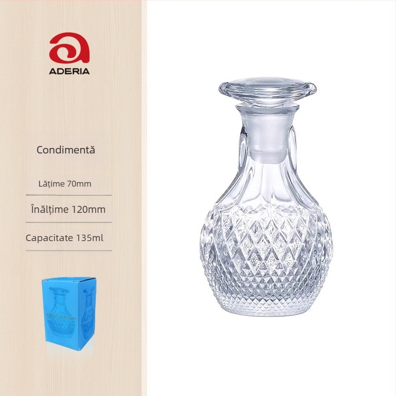 Aderia Sticlă cristalină pentru ulei și oțet – sticlă pentru condimente lichide, cadou pentru târguri și cadouri corporative