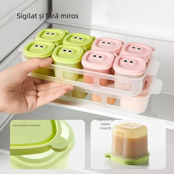 Taoqibaby cutie depozitare hrana bebelușilor cu formă din silicon, pachet de 8, compartimente congelator, pentru piure de carne