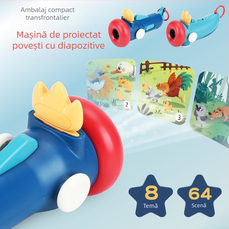 Jucărie de povestire cu proiecție pentru copii — sunet și lumină; corp din plastic; alimentare cu baterii uscate obișnuite; potrivit pentru 4–6 ani; mașină de povești pentru educație timpurie