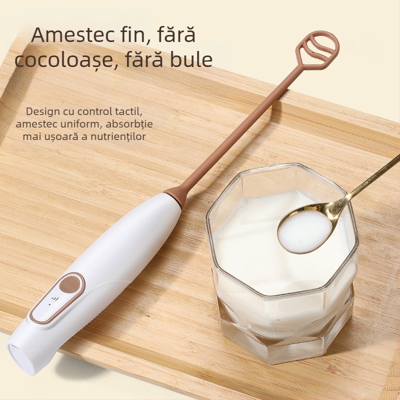 Mixer electric portabil fără fir pentru pudră de lapte și pudră de cacao, mixare fină, compact și ușor de purtat, material PP, personalizare