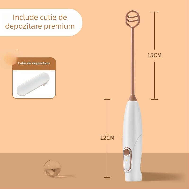 Mixer electric portabil fără fir pentru pudră de lapte și pudră de cacao, mixare fină, compact și ușor de purtat, material PP, personalizare
