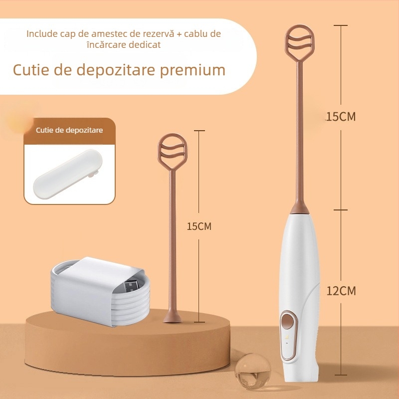 Mixer electric portabil fără fir pentru pudră de lapte și pudră de cacao, mixare fină, compact și ușor de purtat, material PP, personalizare