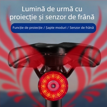 Lumină de siguranță pentru bicicletă cu proiecție și personalizare a modelului, LED reîncărcabil, 500mAh, 2W, rotație la 360°