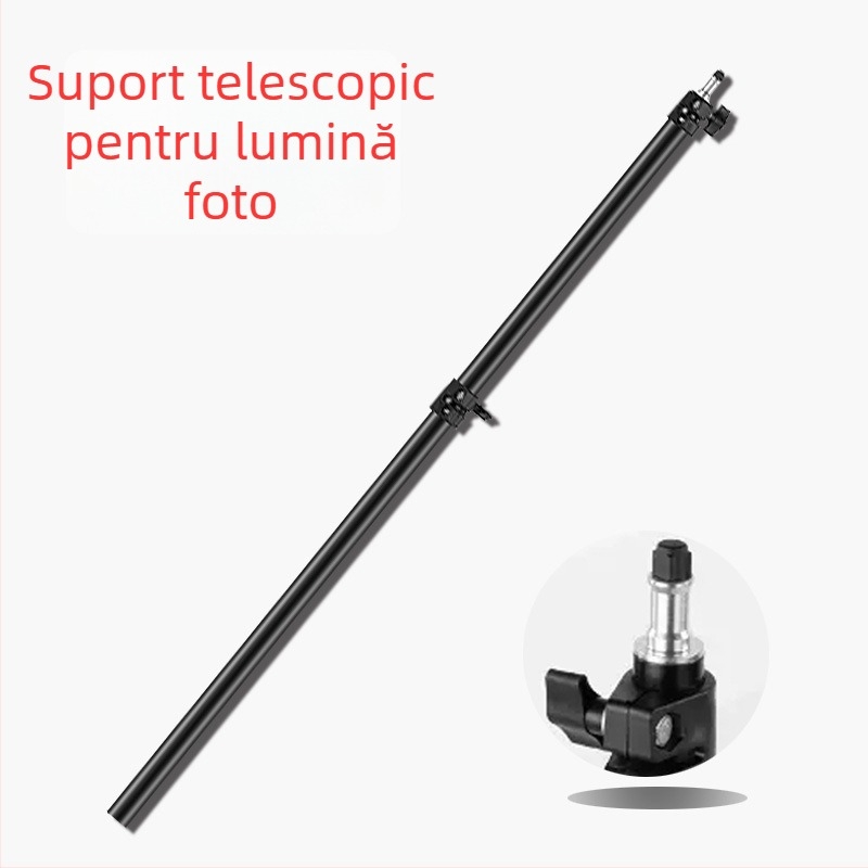 Stativ telescopic pentru lampă de proiecție (Aliaj de aluminiu, Sarcină: 1, Înălțime: 1,4 m, Diametru țeavă: 1,9–2,2 cm, Secțiuni: 2)