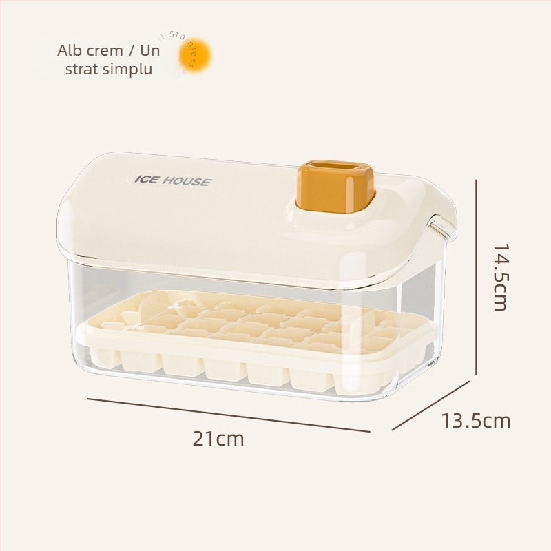 Formă pentru cuburi de gheață, capacitate mare, alimentară, pentru uz casnic, cu capac, demoldare ușoară, un buton pentru producerea gheții, compatibil DIY hrănire bebeluși