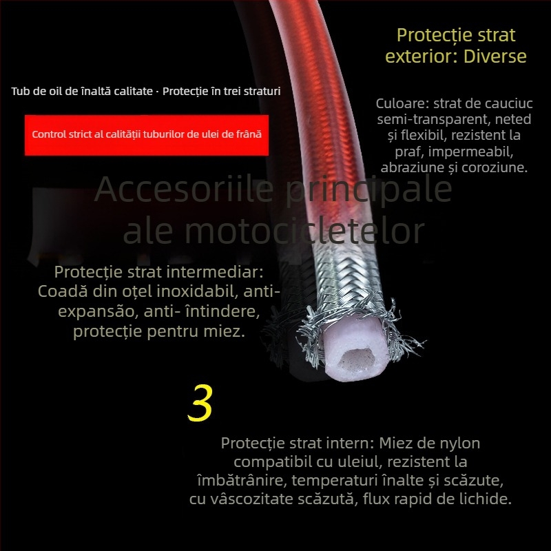 Moorer 0008 furtun de frână pentru discuri, față și spate, cu împletitură din oțel la presiune înaltă