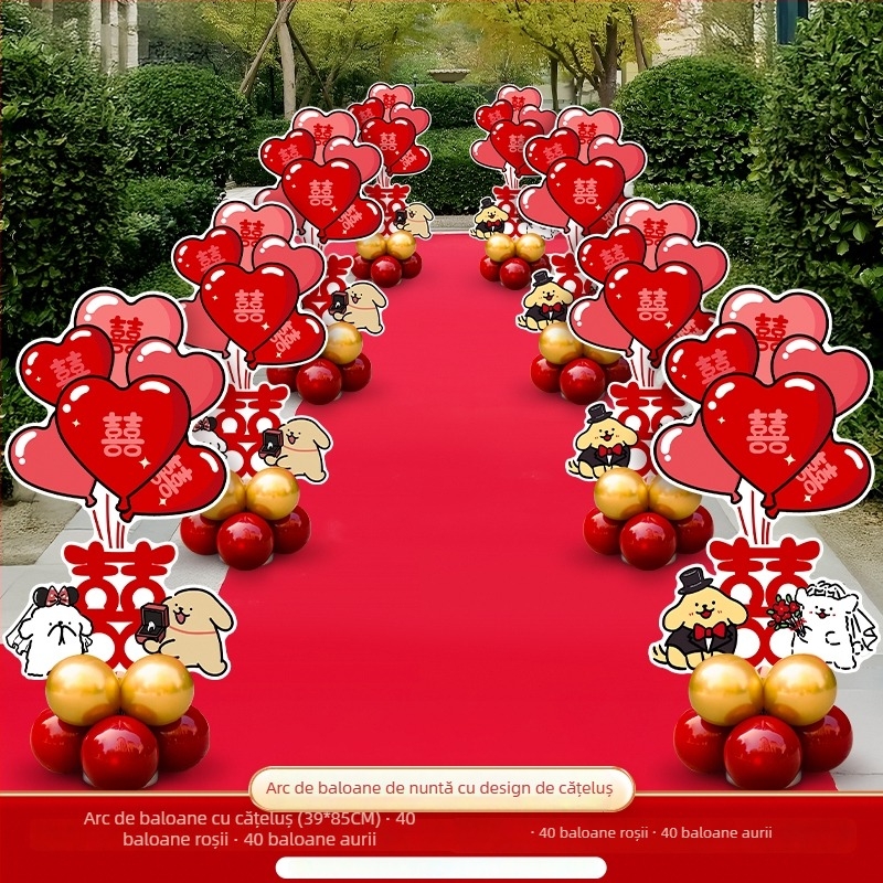 Set decor nunta cu Xi-linie și stâlp pentru balon KT, flori de mătase; Cod produs: F999J559695S77; Brand: Hongyuan