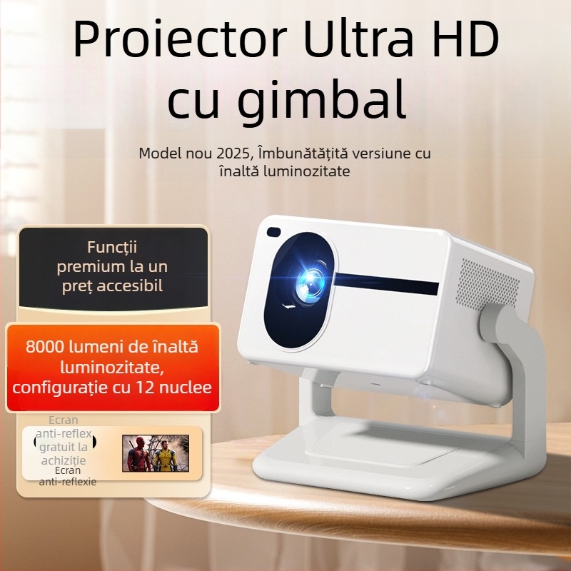 Proiector portabil Happy Investment, 1080p (1920x1080), 5000 lm, 60 W, PTZ, proiecție până la diagonala de 150 inch