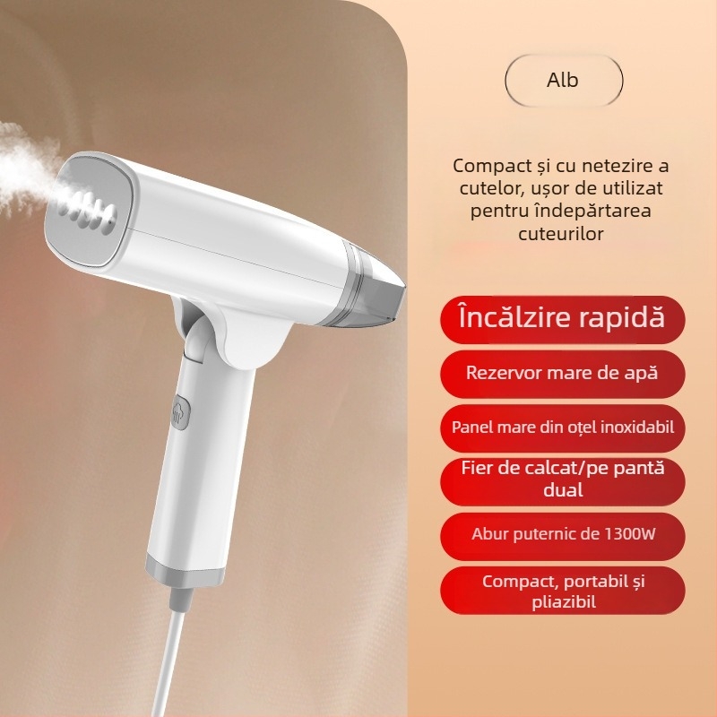 Fier de călcat cu abur portabil pentru haine – rezervor 0.8 L, 111–240 V, 50 W, funcționare mecanică, interior PET