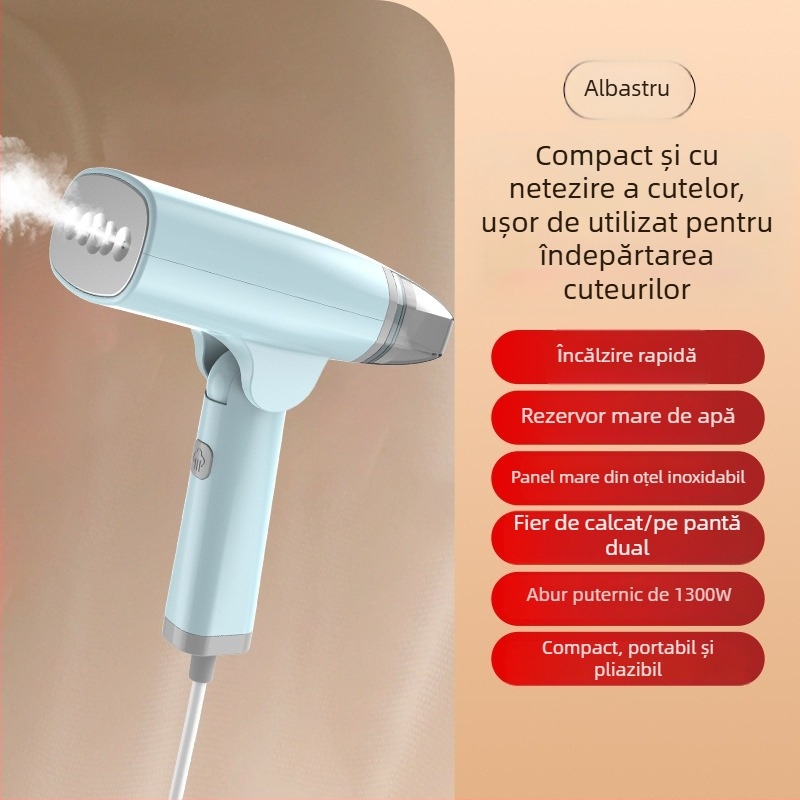 Fier de călcat cu abur portabil pentru haine – rezervor 0.8 L, 111–240 V, 50 W, funcționare mecanică, interior PET