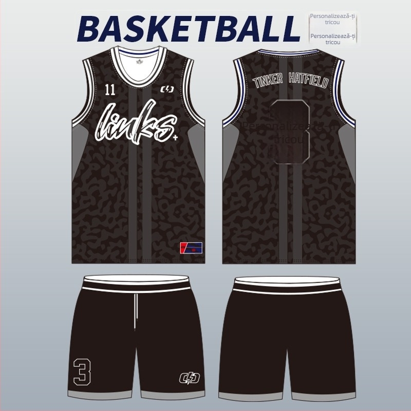 Set tricouri baschet, fără mâneci, uscare rapidă, sublimat, unisex adulți, poliester