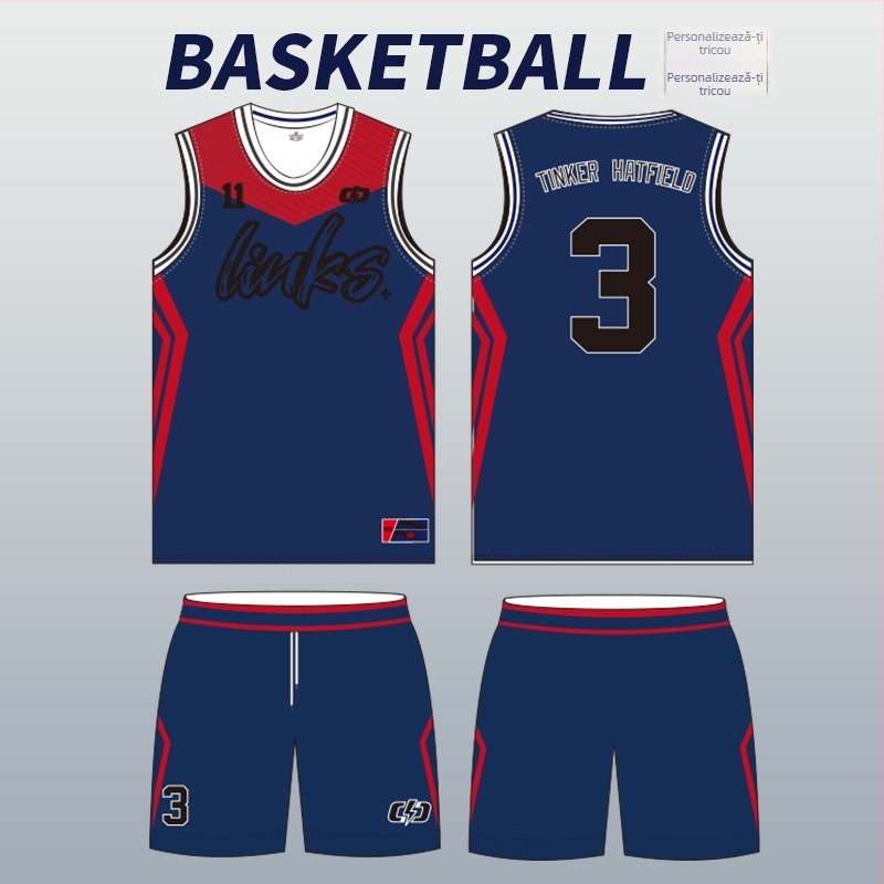 Set tricouri baschet, fără mâneci, uscare rapidă, sublimat, unisex adulți, poliester