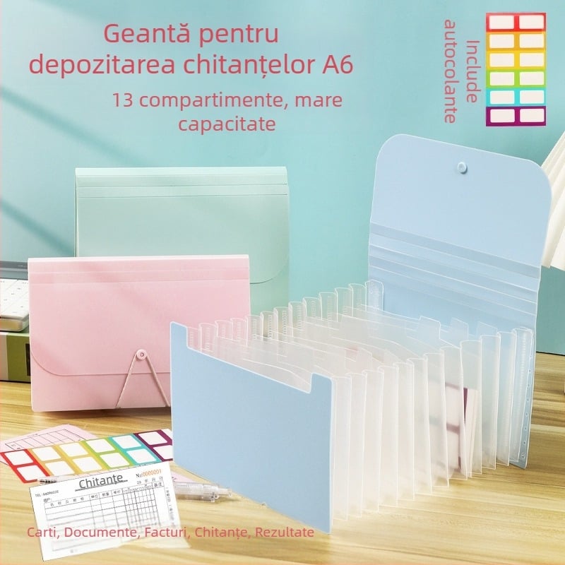 Mapă A6 mini cu 13 buzunare, PP material, personalizare, imprimare logo (Model sy241226)