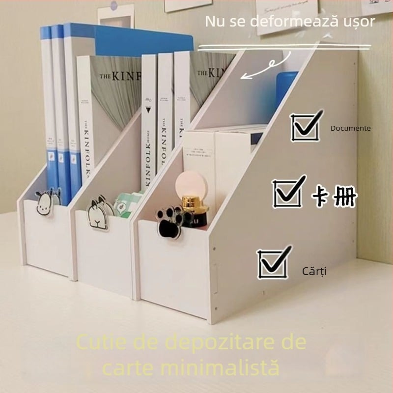 Organizator de documente pentru birou din placă lemn-plastic, model File box, brand Yuzi slo, grosime 5 mm, lățime a spatelui 90 mm